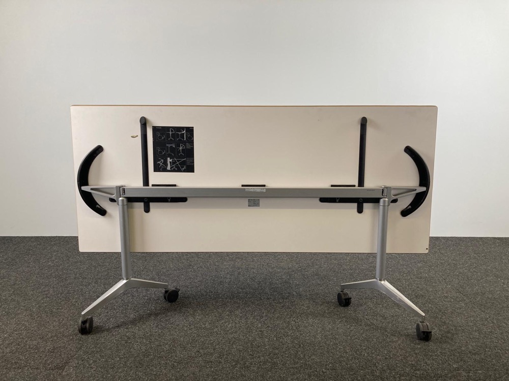 WILKHAHN 617 / 7 Table pliante B200xD80 - mélamine blanche / métal gris pied en y – Image 4