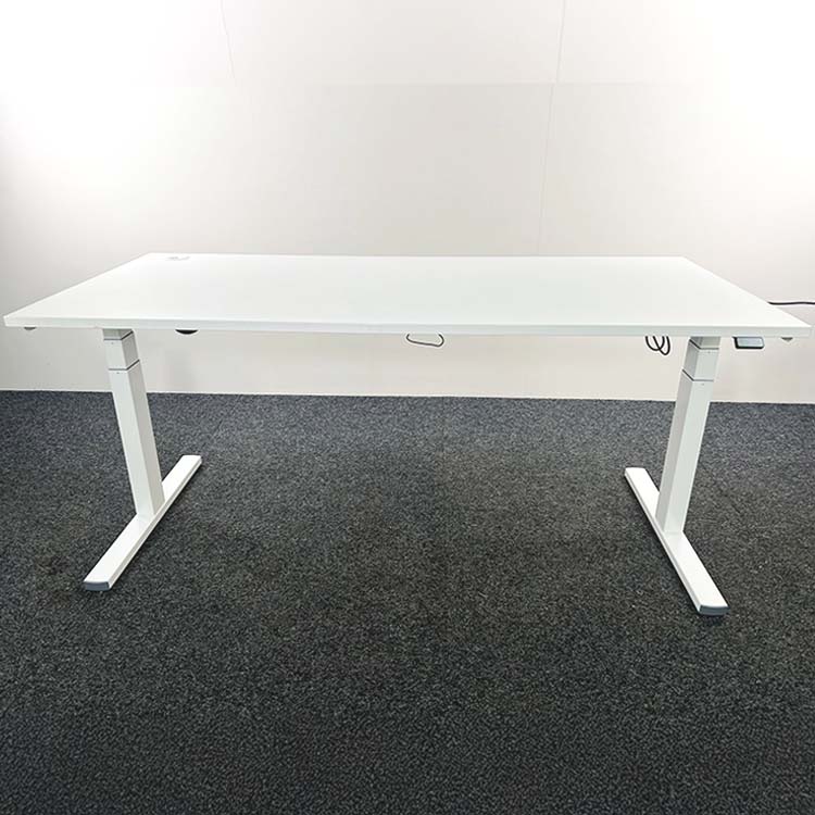 ROBBERECHTS Bureau assis-debout électrique Veyhl B180xD80xH65-130 - mélamine blanche / métal blanc pied en t – Image 3