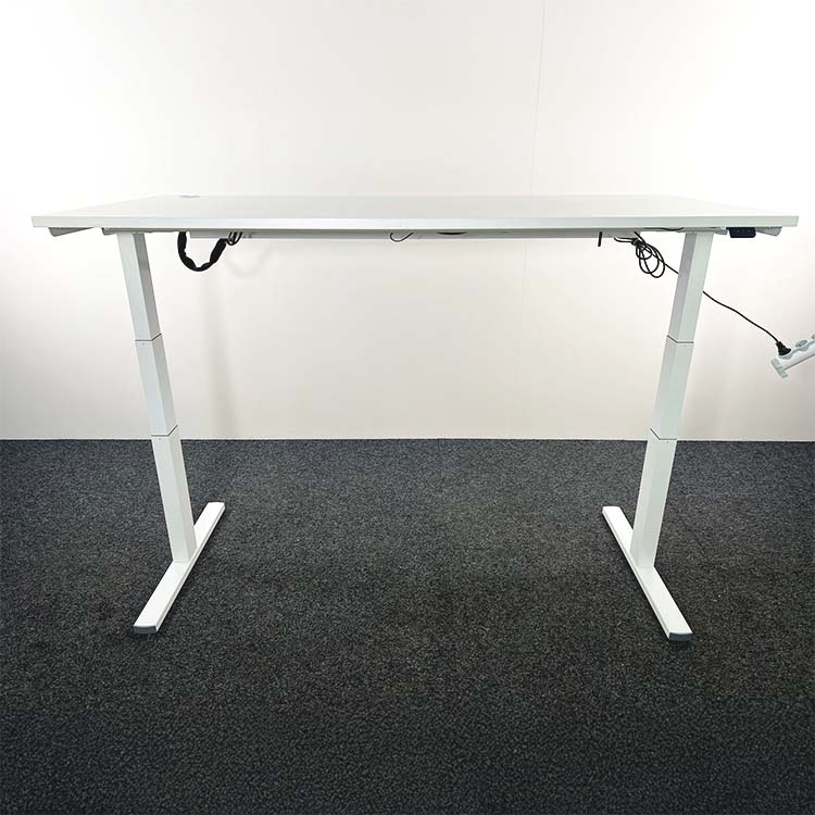 ROBBERECHTS Bureau assis-debout électrique Veyhl B180xD80xH65-130 - mélamine blanche / métal blanc pied en t – Image 5