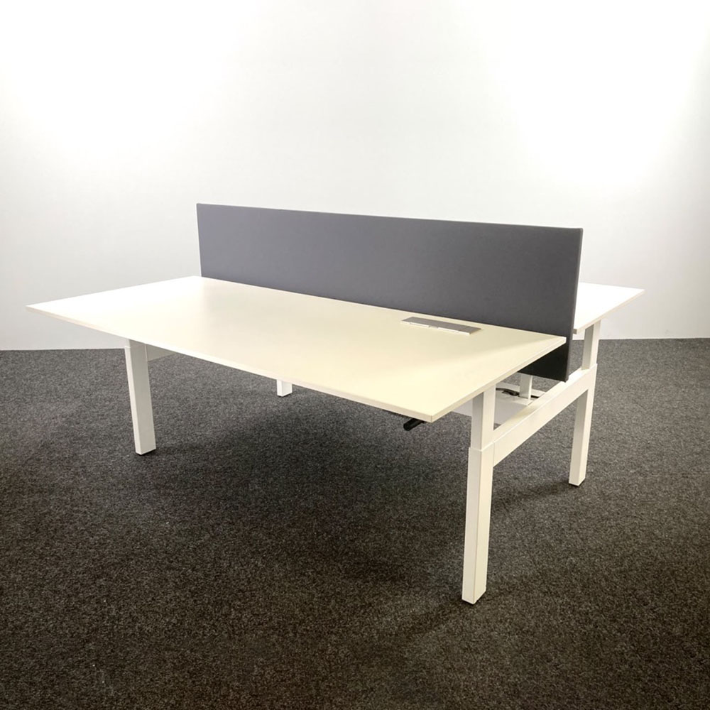 AHREND Dubbele Workbench B180xD170xH108 - wit melamine / wit metaal h-poot - Afbeelding 2