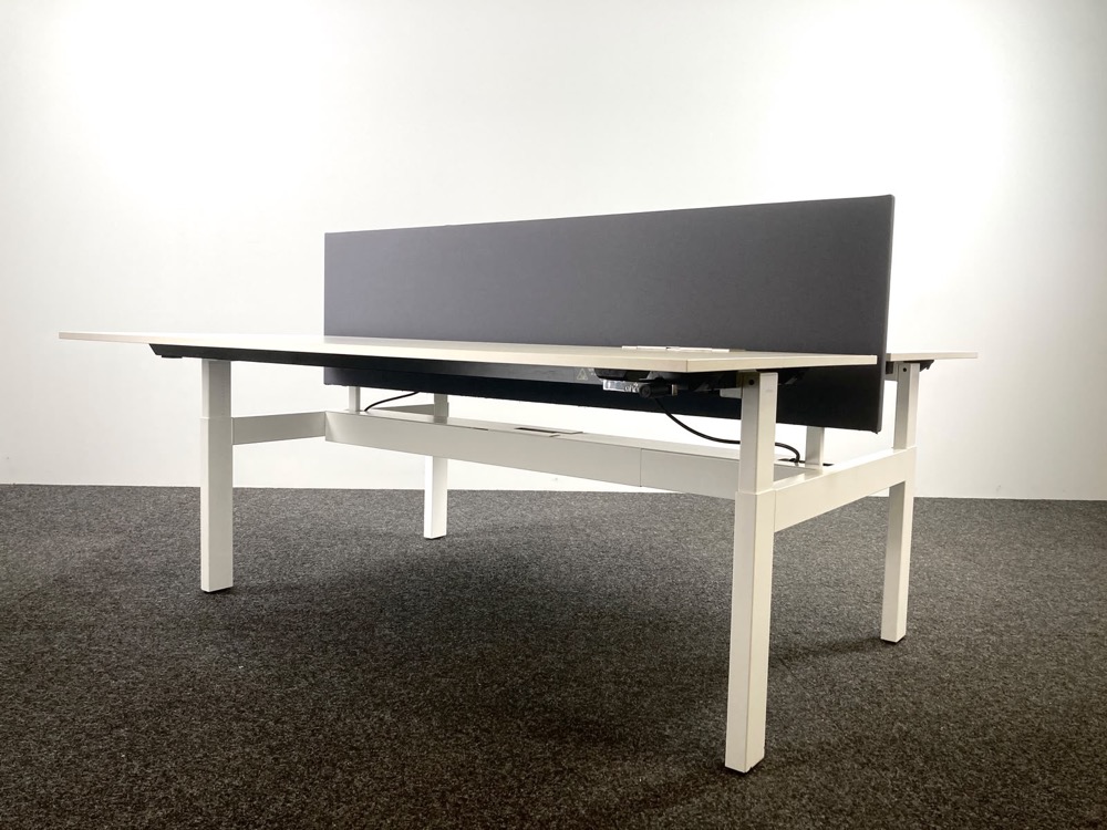 AHREND Dubbele Workbench B180xD170xH108 - wit melamine / wit metaal h-poot - Afbeelding 3