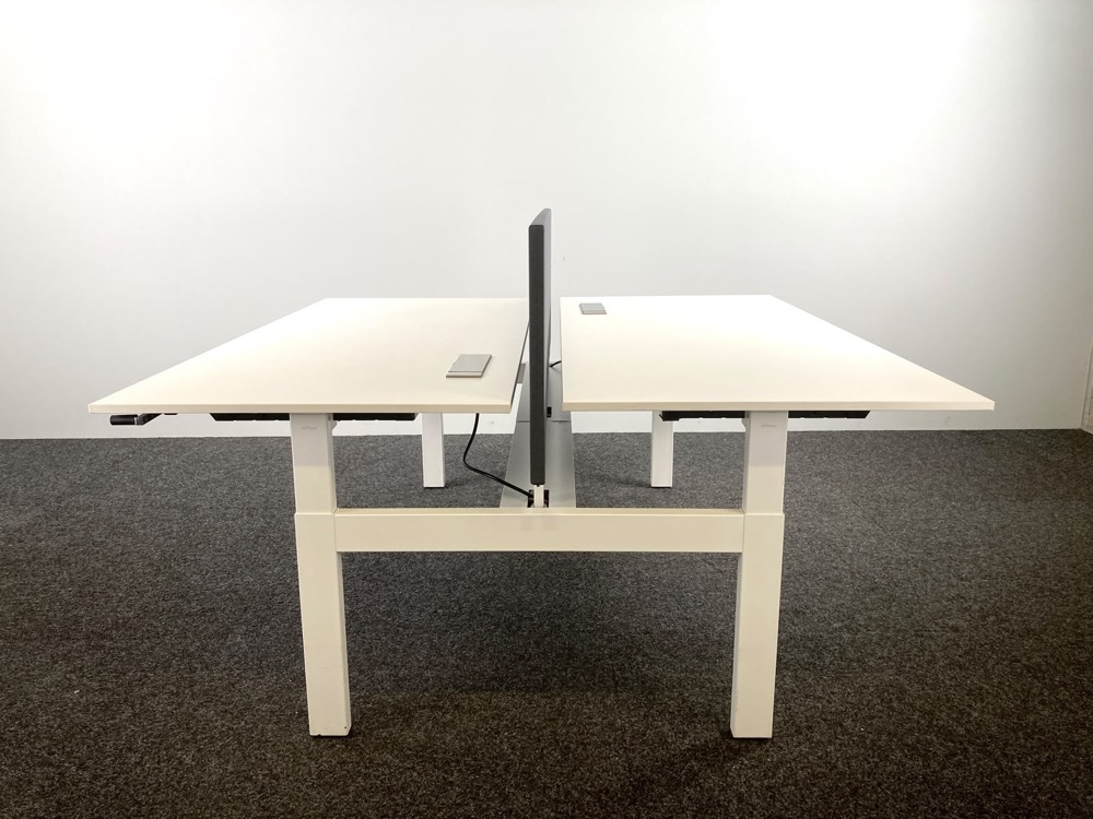 AHREND Dubbele Workbench B180xD170xH108 - wit melamine / wit metaal h-poot - Afbeelding 7