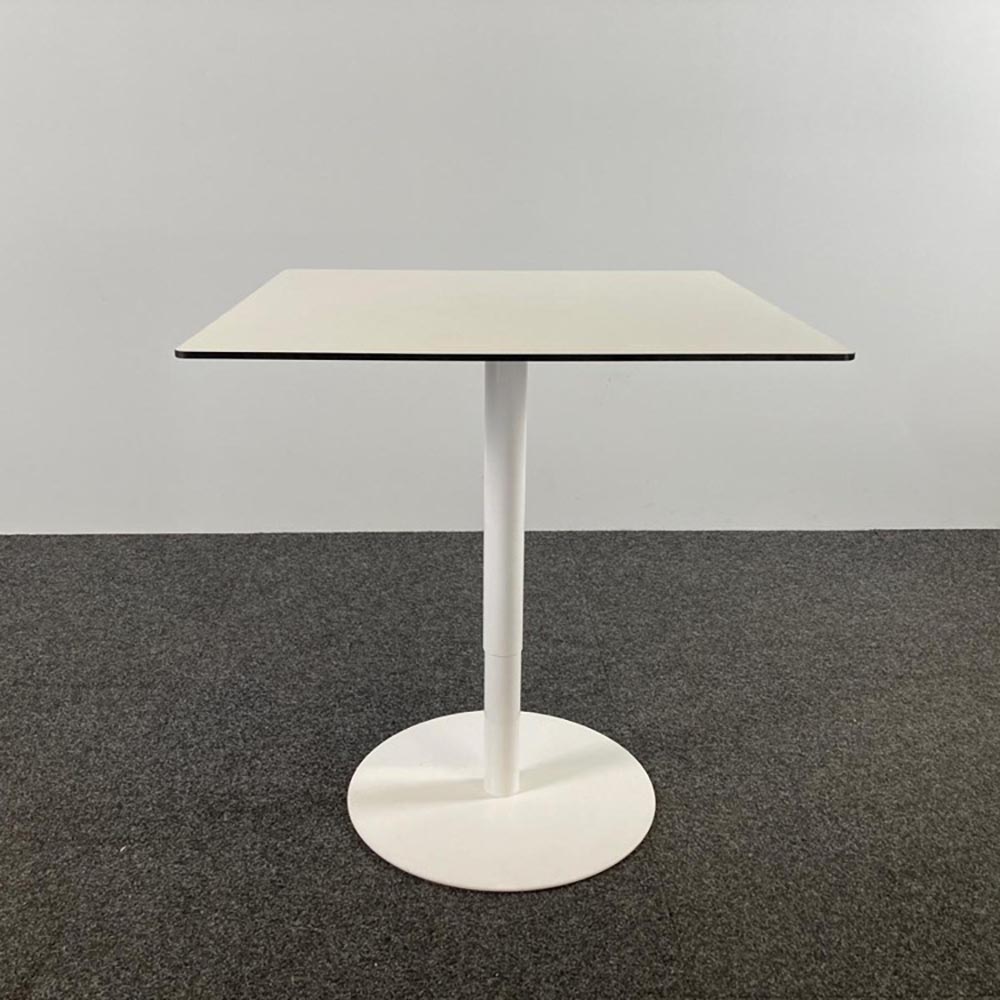 LAPALMA Brio Table de cantine Carré B90xD90xH68-97 - mélamine blanche / métal blanc pied central – Image 2