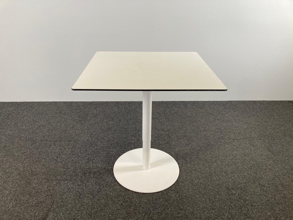 LAPALMA Brio Table de cantine Carré B90xD90xH68-97 - mélamine blanche / métal blanc pied central – Image 3