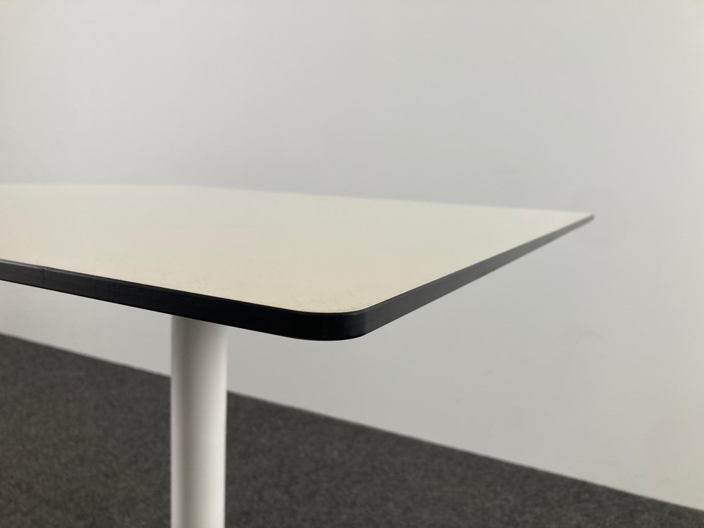 LAPALMA Brio Table de cantine Carré B90xD90xH68-97 - mélamine blanche / métal blanc pied central – Image 4