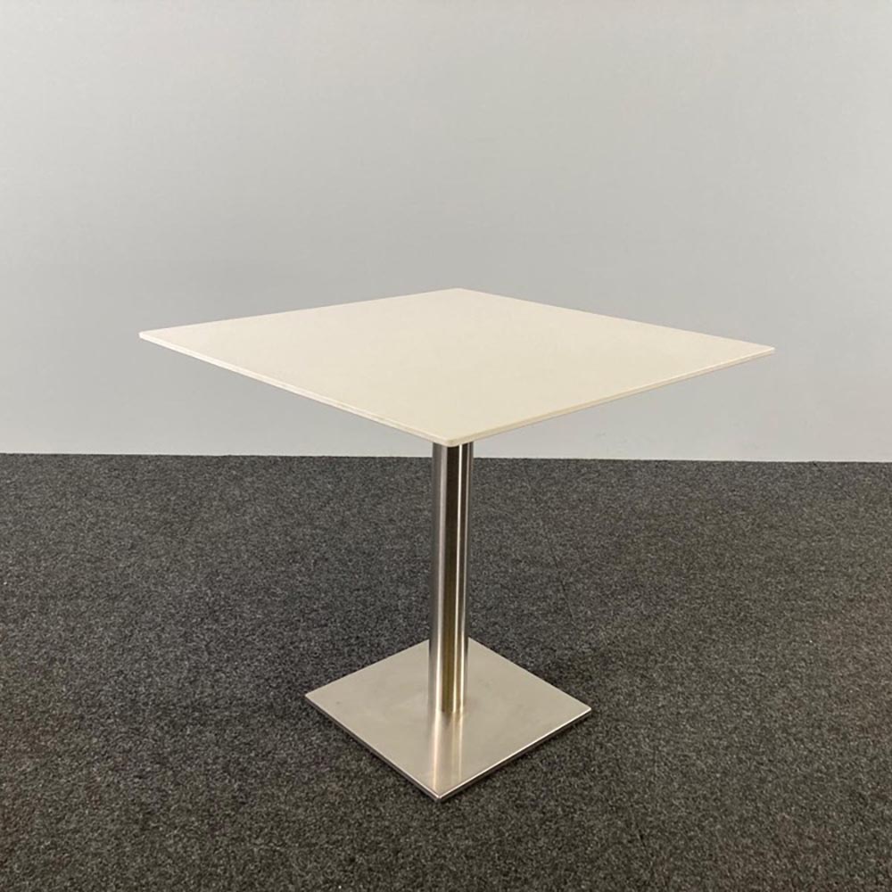 PEDRALI Table de cantine Carré B79xD79xH75 - mélamine blanche / chrome pied central – Image 2
