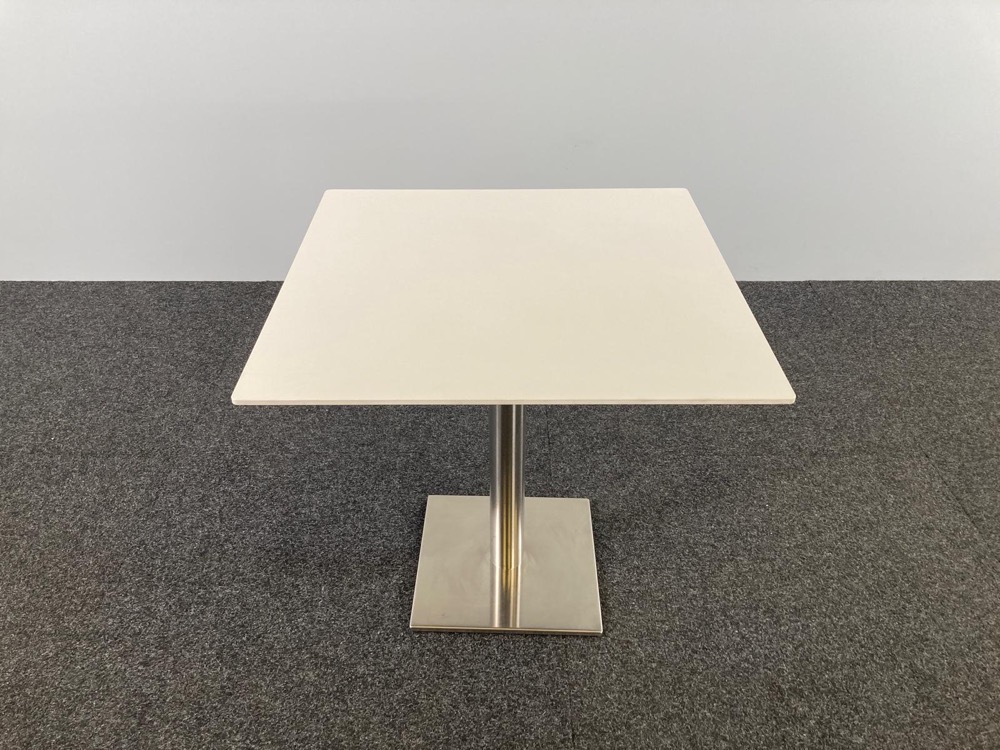 PEDRALI Table de cantine Carré B79xD79xH75 - mélamine blanche / chrome pied central – Image 3