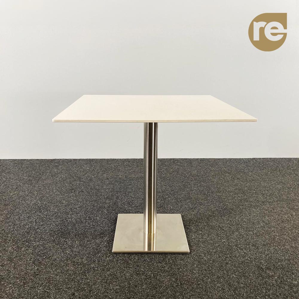 PEDRALI Table de cantine Carré B79xD79xH75 - mélamine blanche / chrome pied central