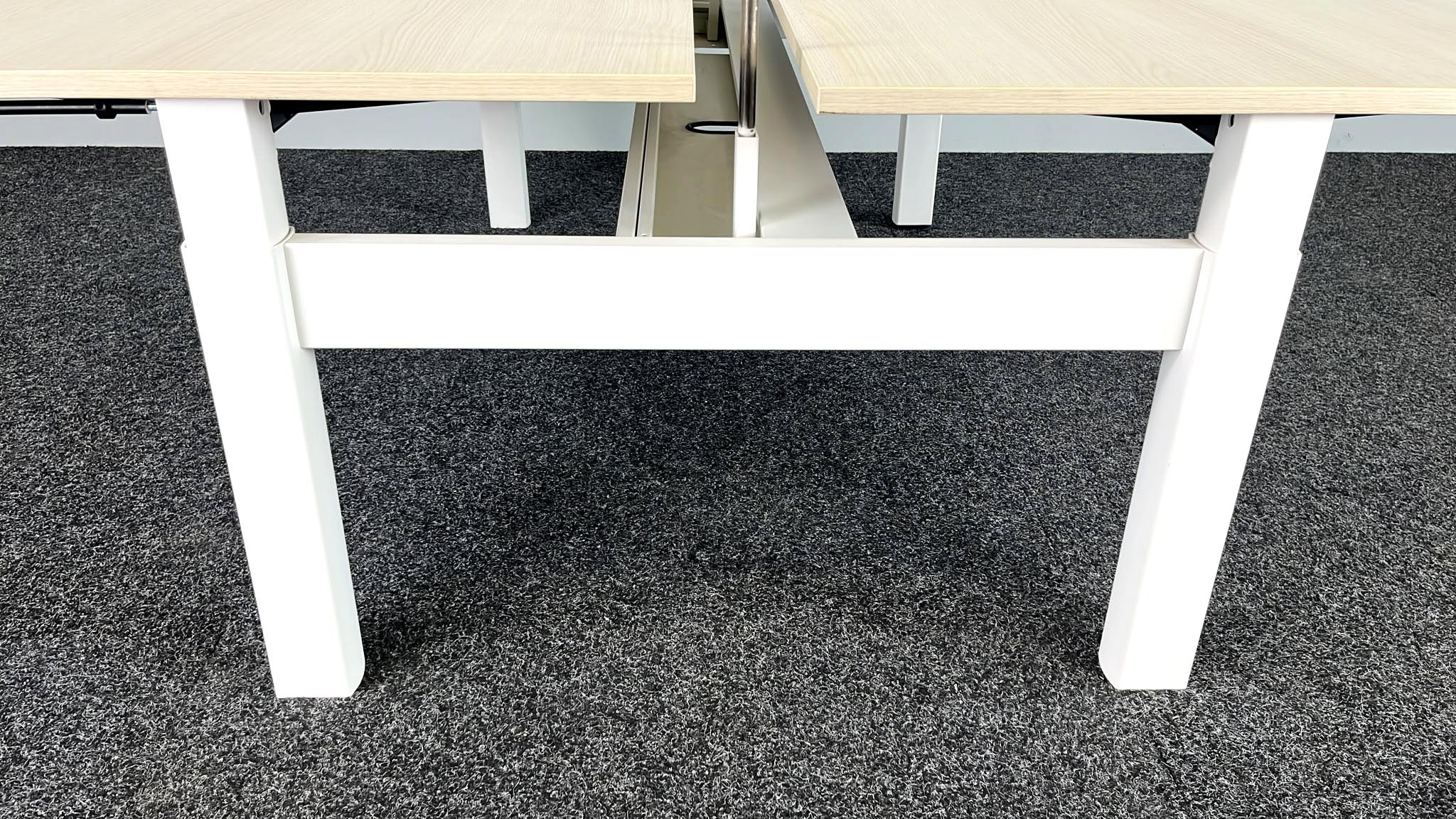 AHREND Four Two Dubbele Workbench B160xD80-170xH62-90 - licht hout / wit metaal vierpoot - Afbeelding 4