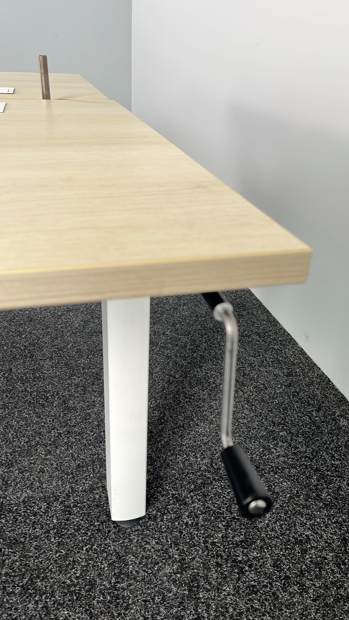 AHREND Four Two Dubbele Workbench B160xD80-170xH62-90 - licht hout / wit metaal vierpoot - Afbeelding 5