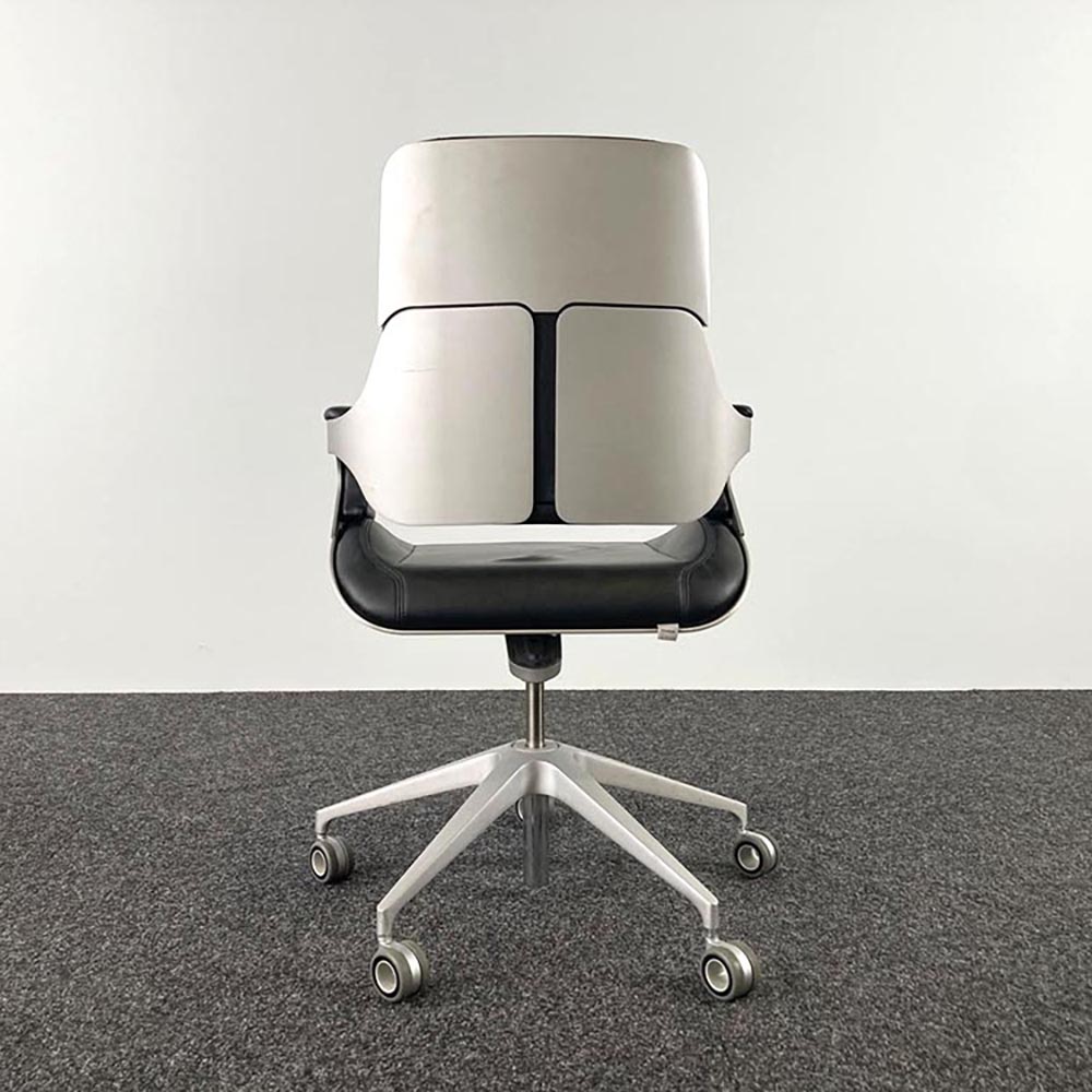 INTERSTUHL Silver 262S medium high Bureaustoel - zwart leder / aluminium kruisvoet - Afbeelding 5