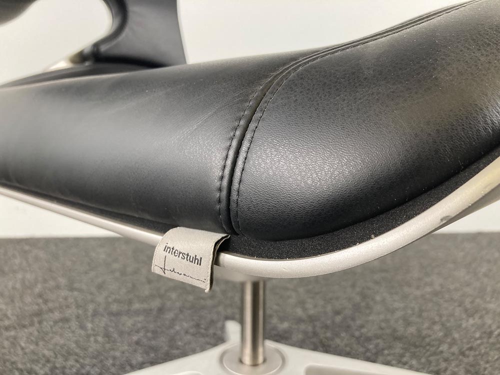 INTERSTUHL Silver 262S medium high Bureaustoel - zwart leder / aluminium kruisvoet - Afbeelding 15