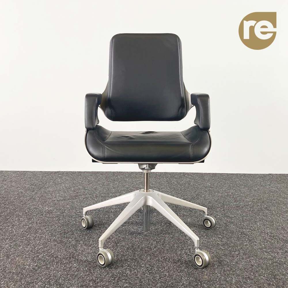 INTERSTUHL Silver 262S medium high Bureaustoel - zwart leder / aluminium kruisvoet