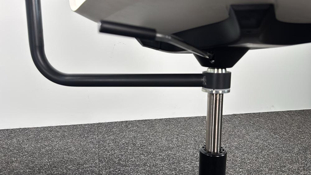 FOURDESIGN Auditoriumstoel - wit kunststof / appelblauwe stof / zwart metaal kruisvoet - Afbeelding 7