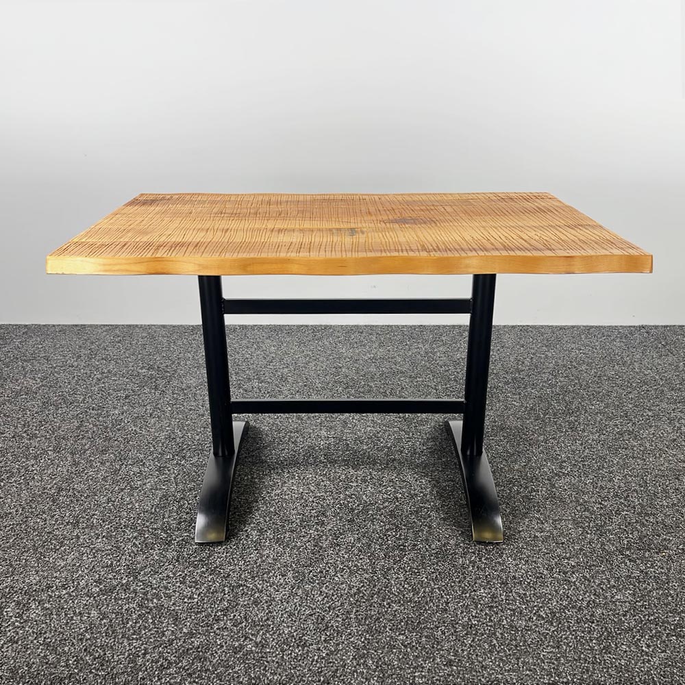 Table de cantine B120xD73.5xH75.5 - bois massif / métal noir pied en t – Image 3