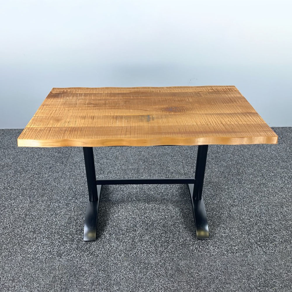 Table de cantine B120xD73.5xH75.5 - bois massif / métal noir pied en t – Image 2