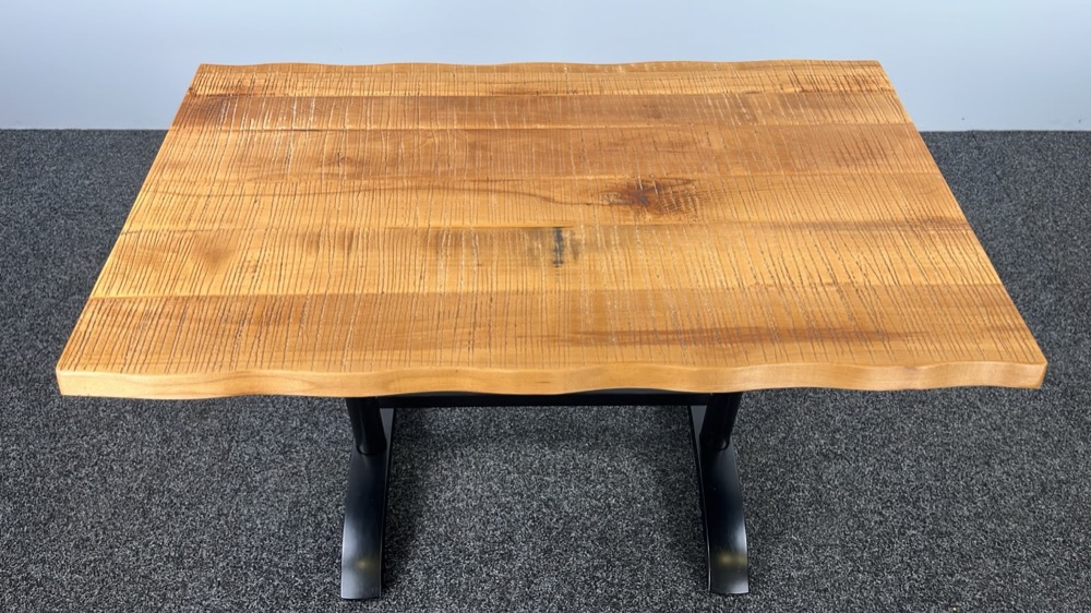 Table de cantine B120xD73.5xH75.5 - bois massif / métal noir pied en t – Image 8
