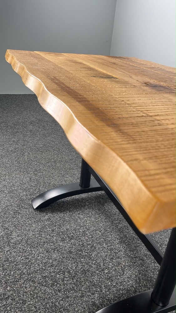 Table de cantine B120xD73.5xH75.5 - bois massif / métal noir pied en t – Image 6