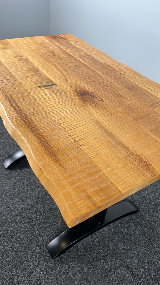 Table de cantine B120xD73.5xH75.5 - bois massif / métal noir pied en t – Image 5