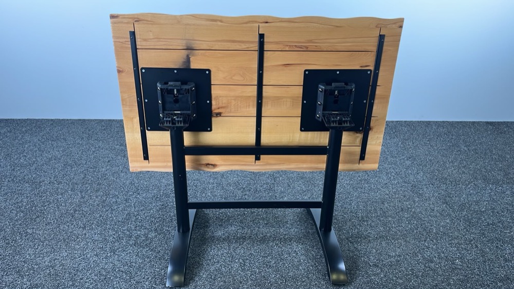 Table de cantine B120xD73.5xH75.5 - bois massif / métal noir pied en t – Image 4
