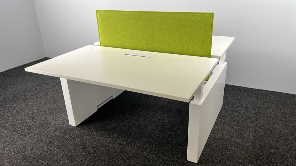 ROBBERECHTS 2p Workbench B140xD175xH64-82 - wit melamine / wit metaal wandpoot - Afbeelding 3