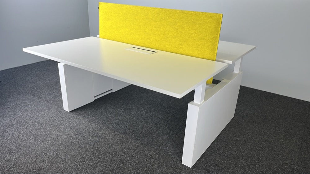 ROBBERECHTS Dubbele Workbench B160xD170xH75 - wit melamine / wit metaal wandpoot - Afbeelding 4