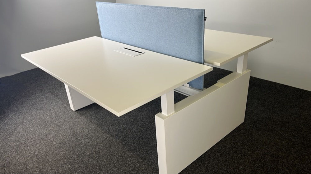 ROBBERECHTS Dubbele Workbench B160xD170xH75 - wit melamine / wit metaal wandpoot - Afbeelding 3