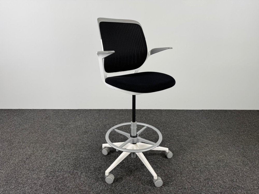 STEELCASE Bureaustoel - zwart textiel / wit metaal sterpoot - Afbeelding 3