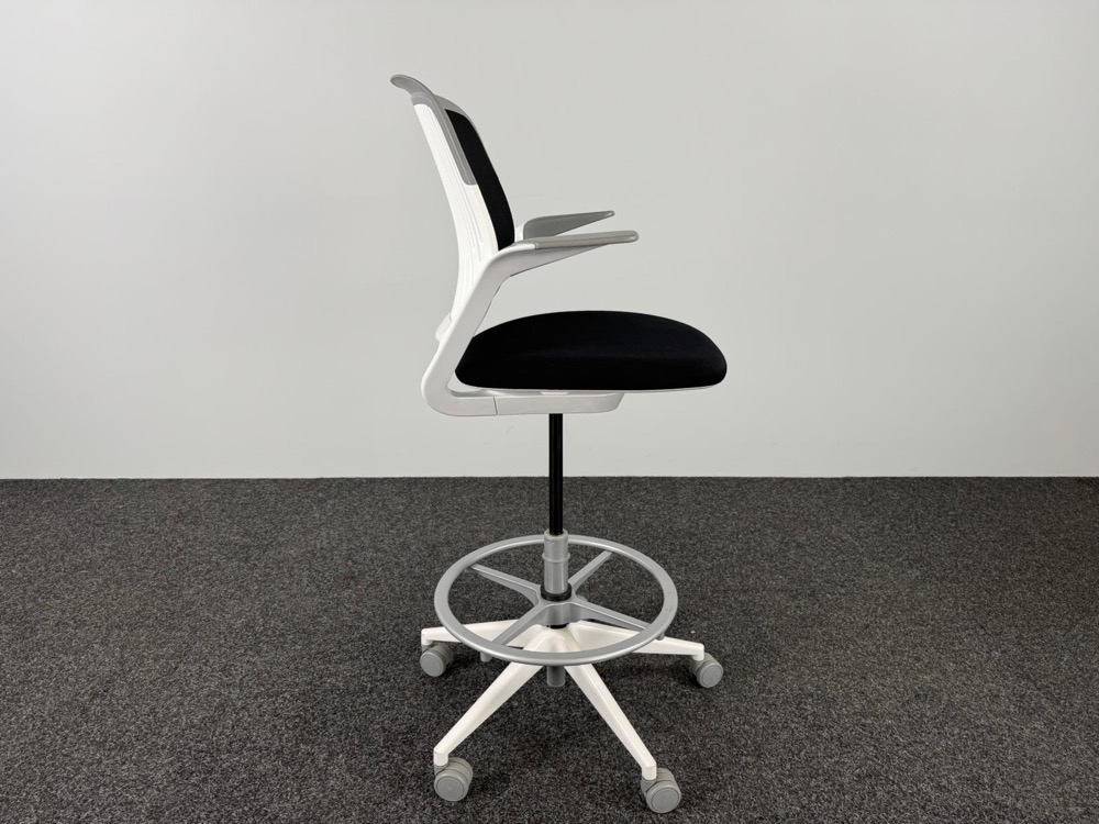 STEELCASE Bureaustoel - zwart textiel / wit metaal sterpoot - Afbeelding 5