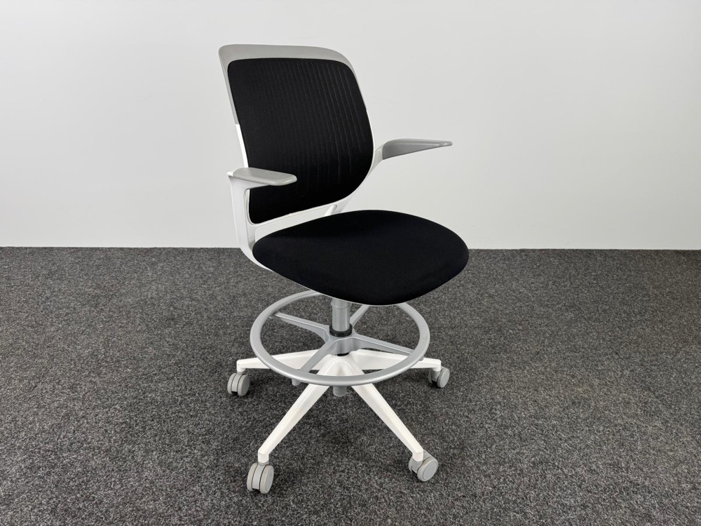 STEELCASE Bureaustoel - zwart textiel / wit metaal sterpoot - Afbeelding 8