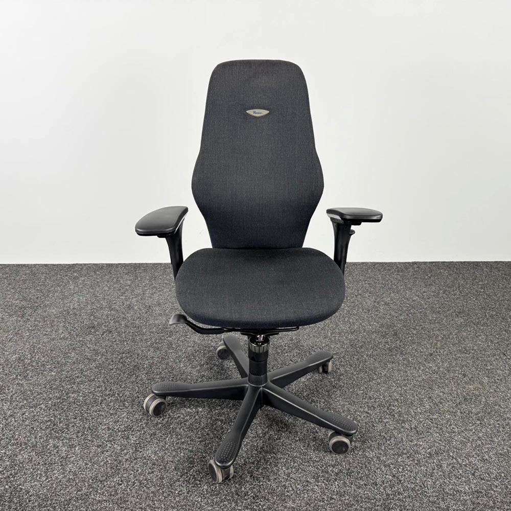 KINNARPS +8 Bureaustoel - donkergrijs stof / zwart kunststof kruisvoet - Afbeelding 2