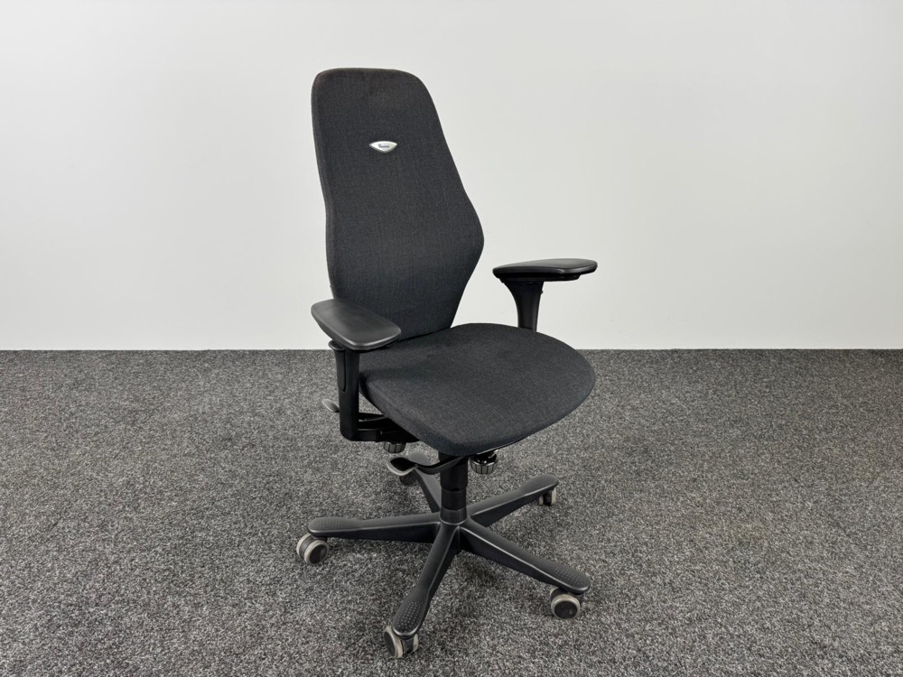KINNARPS +8 Bureaustoel - donkergrijs stof / zwart kunststof kruisvoet - Afbeelding 5