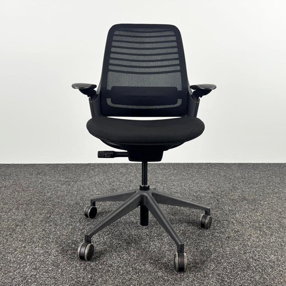 STEELCASE Series 1 Chaise de bureau - tissu noir / plastique noir base croisée – Image 2