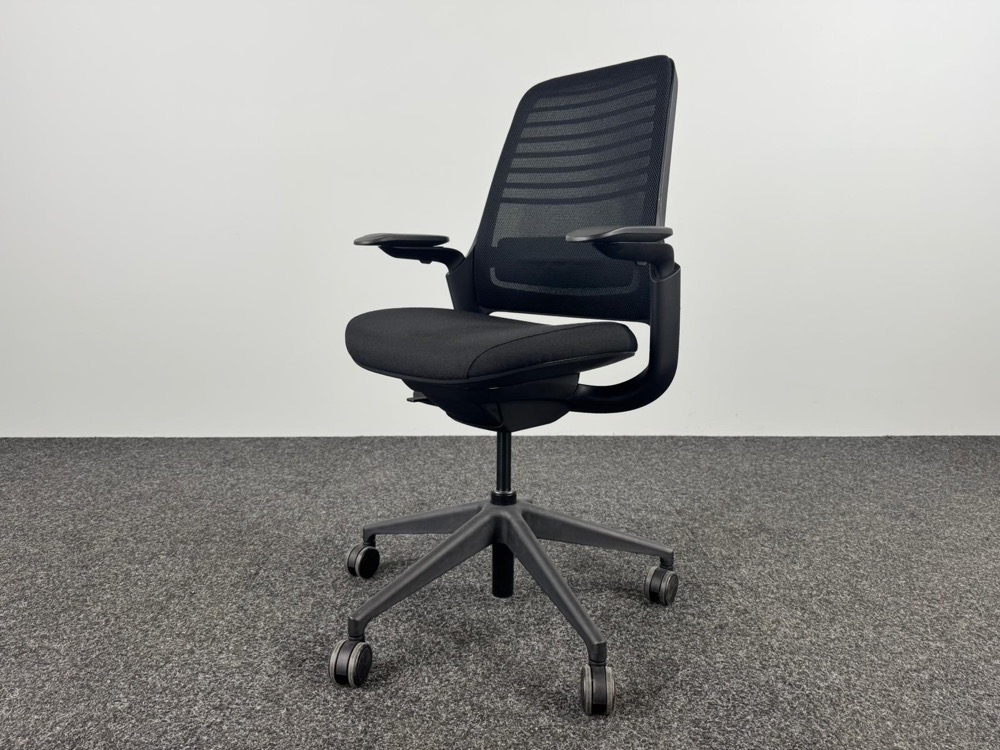 STEELCASE Series 1 Chaise de bureau - tissu noir / plastique noir base croisée – Image 3