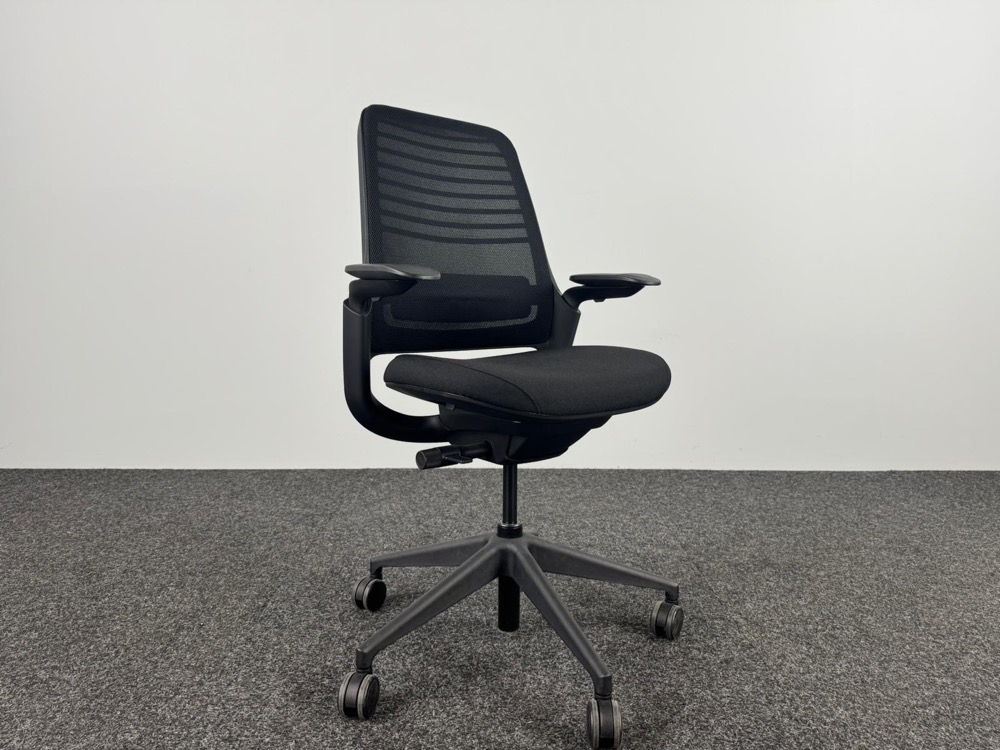 STEELCASE Series 1 Chaise de bureau - tissu noir / plastique noir base croisée – Image 7