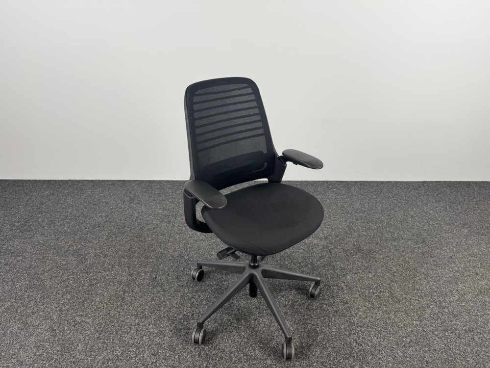 STEELCASE Series 1 Chaise de bureau - tissu noir / plastique noir base croisée – Image 8