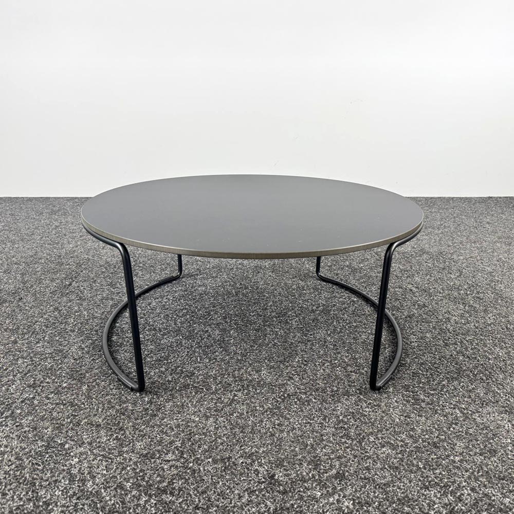 Table d’appoint Rond B70xD70xH30 - plastique noir / métal noir piètement traîneau – Image 2