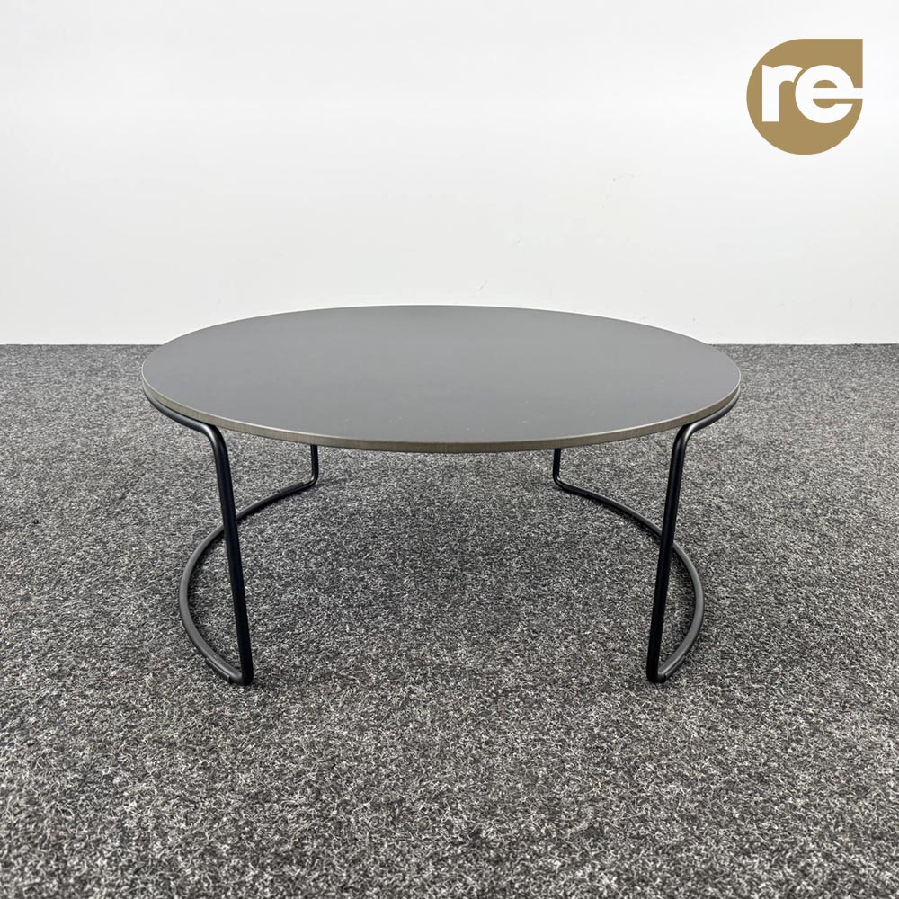 Table d’appoint Rond B70xD70xH30 - plastique noir / métal noir piètement traîneau