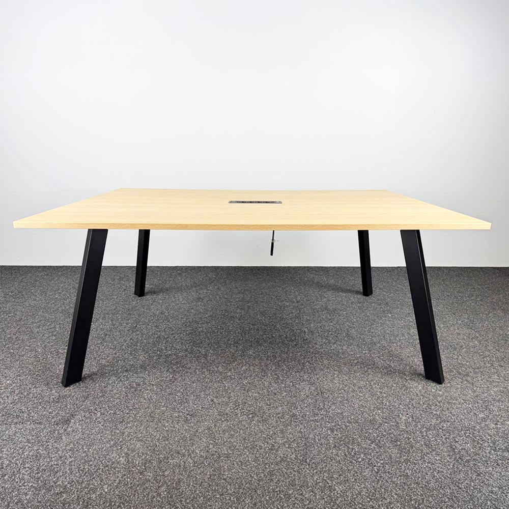 JUNTOO Vergadertafel B180xD120xH75 - beige hpl / zwart metaal vierpoot - Afbeelding 2