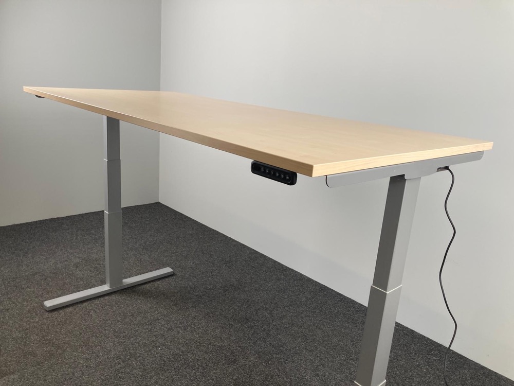 BULO Bureau assis-debout électrique B200xD90xH64-130 - hpl imitation bois / métal gris pied en t – Image 11