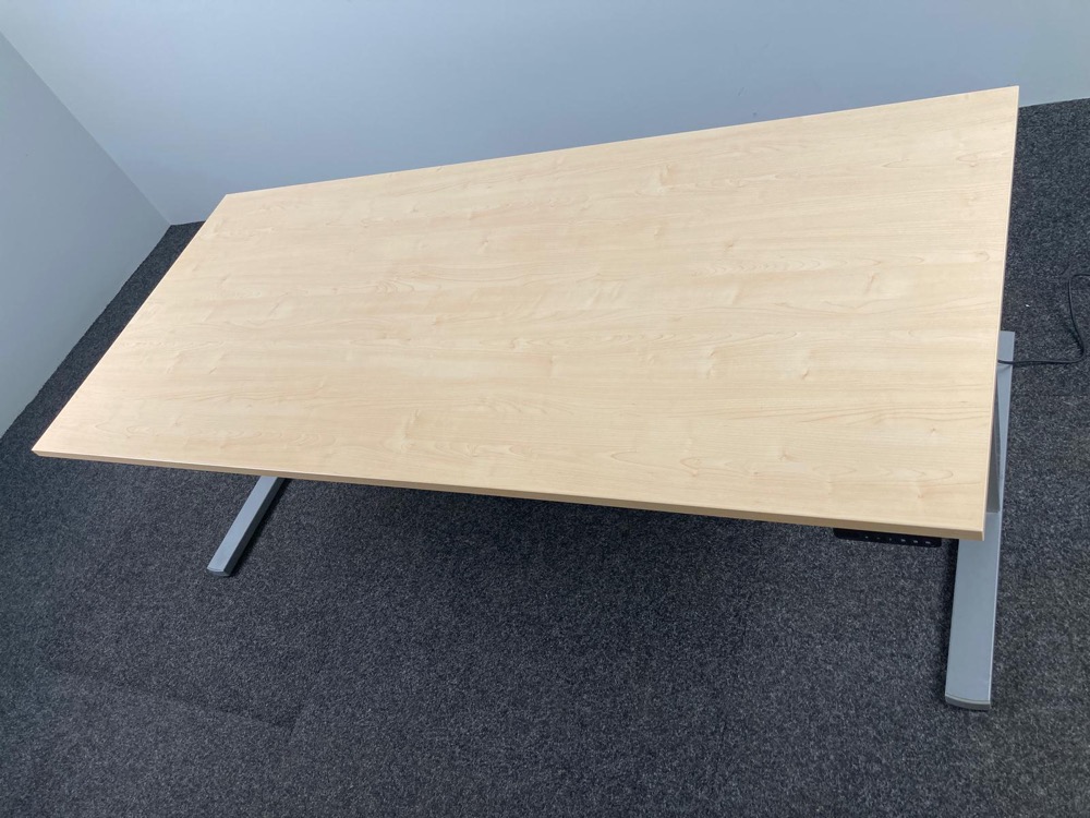 BULO Bureau assis-debout électrique B200xD90xH64-130 - hpl imitation bois / métal gris pied en t – Image 12