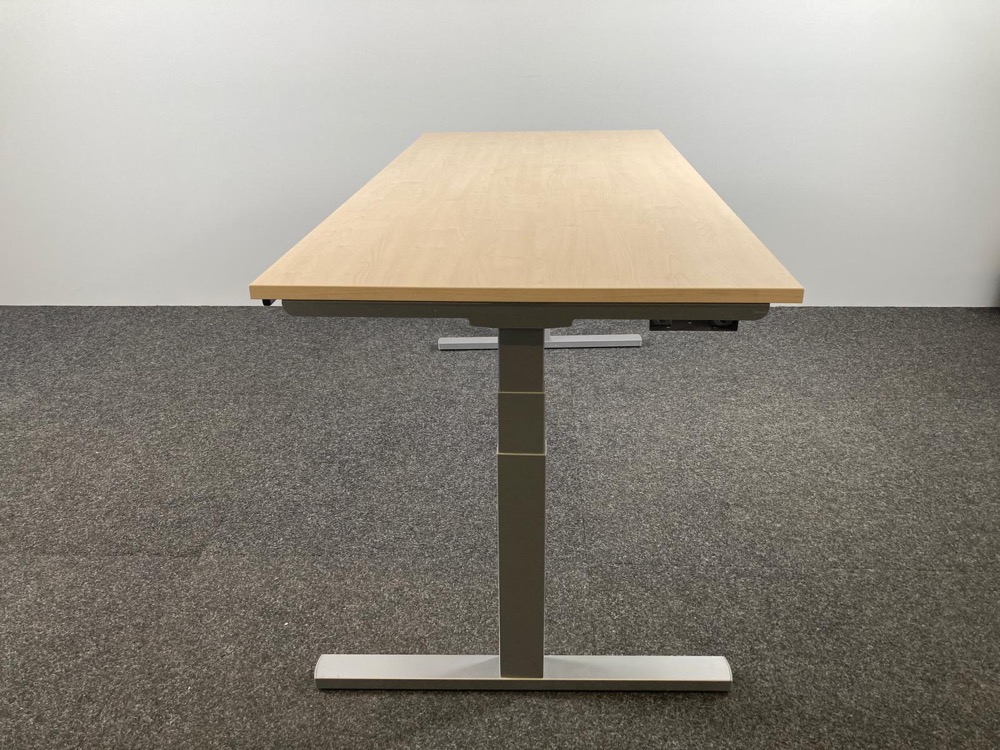 BULO Bureau assis-debout électrique B200xD90xH64-130 - hpl imitation bois / métal gris pied en t – Image 14