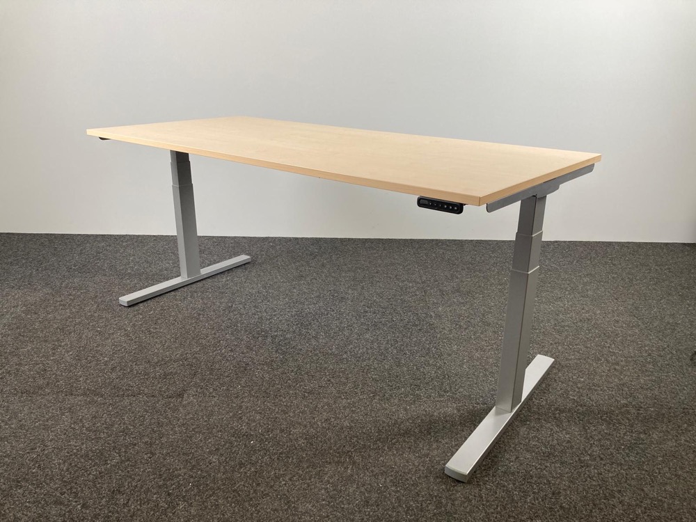 BULO Bureau assis-debout électrique B200xD90xH64-130 - hpl imitation bois / métal gris pied en t – Image 17