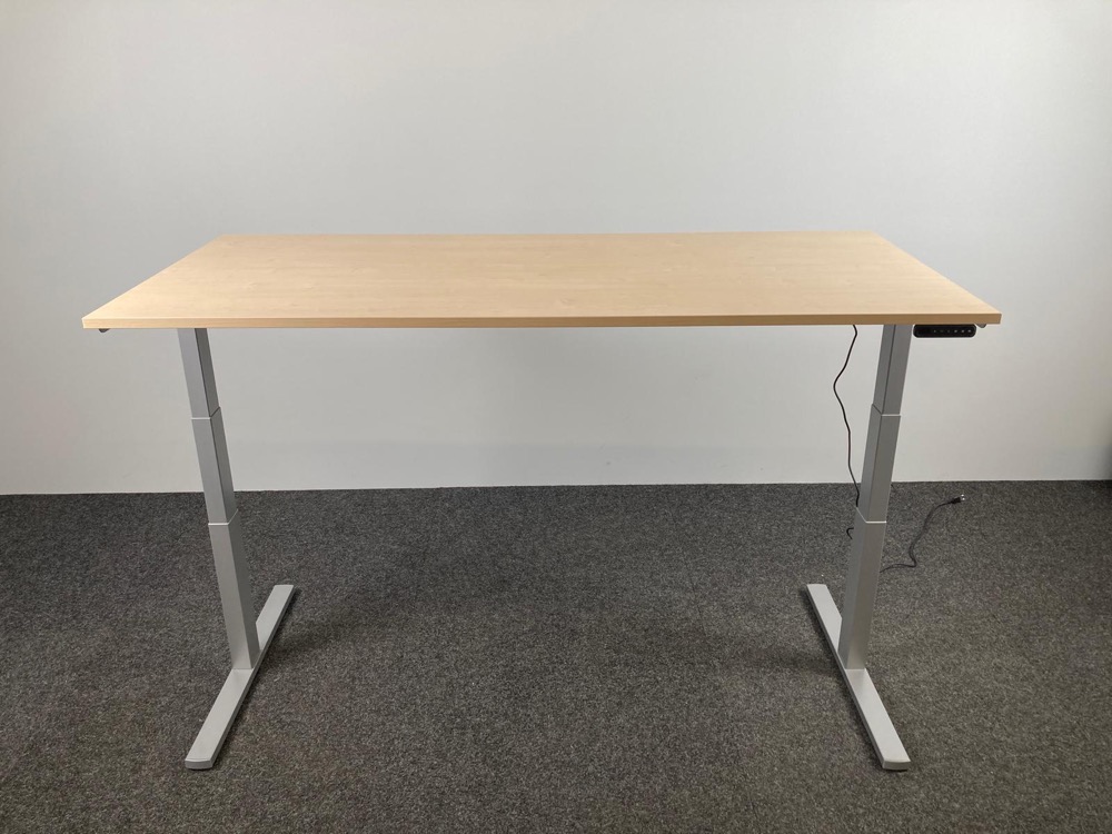 BULO Bureau assis-debout électrique B200xD90xH64-130 - hpl imitation bois / métal gris pied en t – Image 4