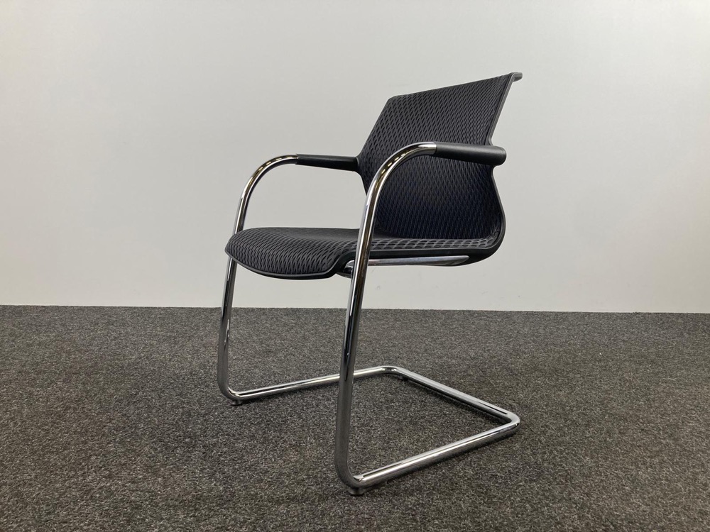 VITRA Unix Chair 538 Vergaderstoel design Antonio Citterio - zwart stof / chrome cantilever - Afbeelding 3