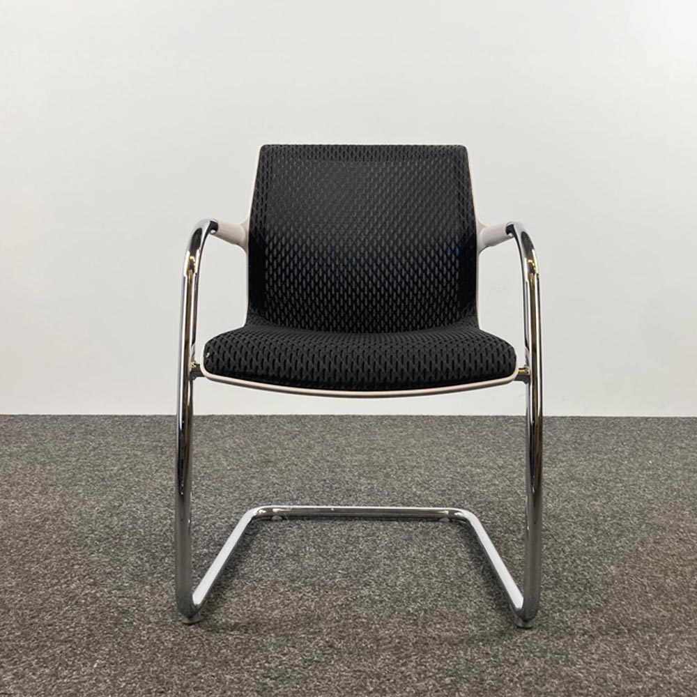 VITRA Unix Chair 127 Meeting Chair design Antonio Citterio - black fabric / chrome cantilever - Image 2