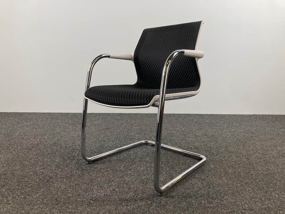 VITRA Unix Chair 127 Meeting Chair design Antonio Citterio - black fabric / chrome cantilever - Image 3