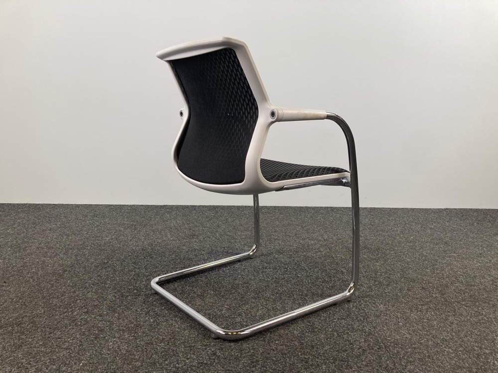 VITRA Unix Chair 127 Meeting Chair design Antonio Citterio - black fabric / chrome cantilever - Image 6