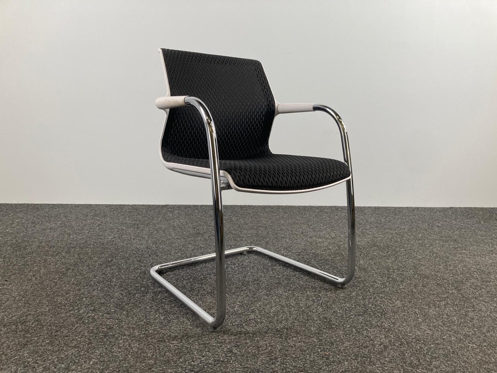 VITRA Unix Chair 127 Meeting Chair design Antonio Citterio - black fabric / chrome cantilever - Image 8