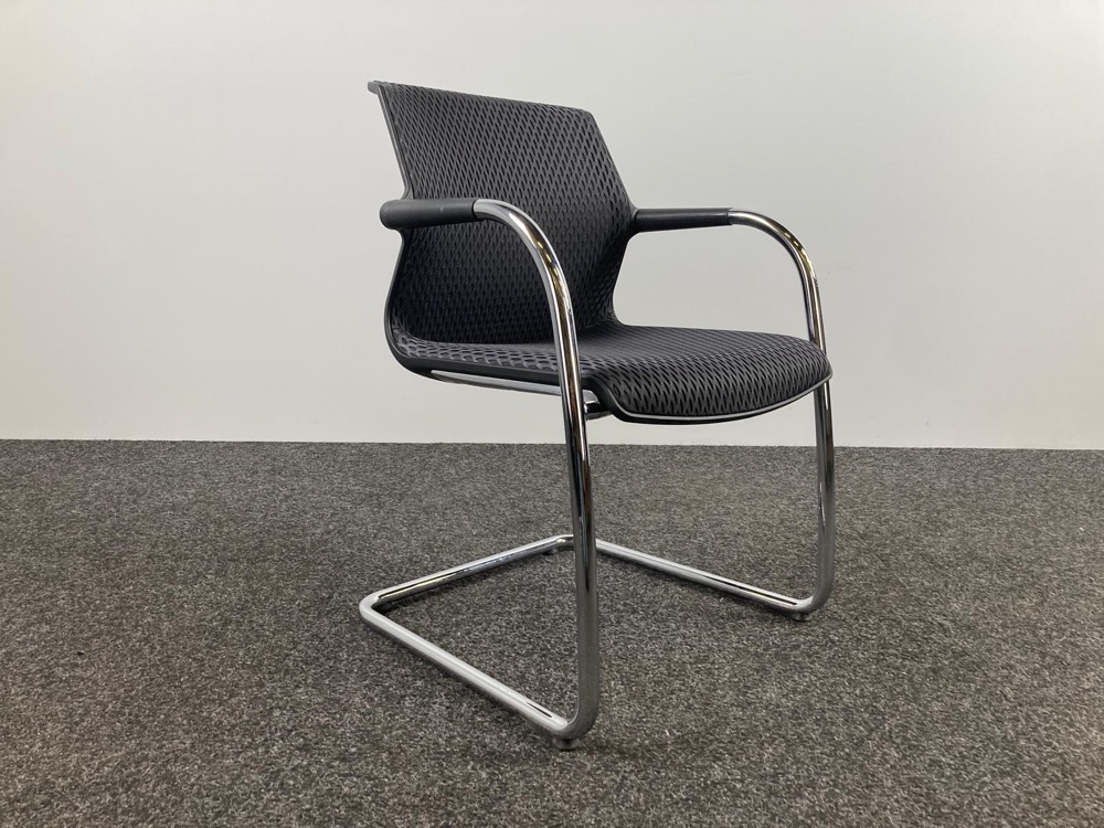 VITRA Unix Chair 127 Vergaderstoel design Antonio Citterio - zwart stof / chrome cantilever - Afbeelding 12